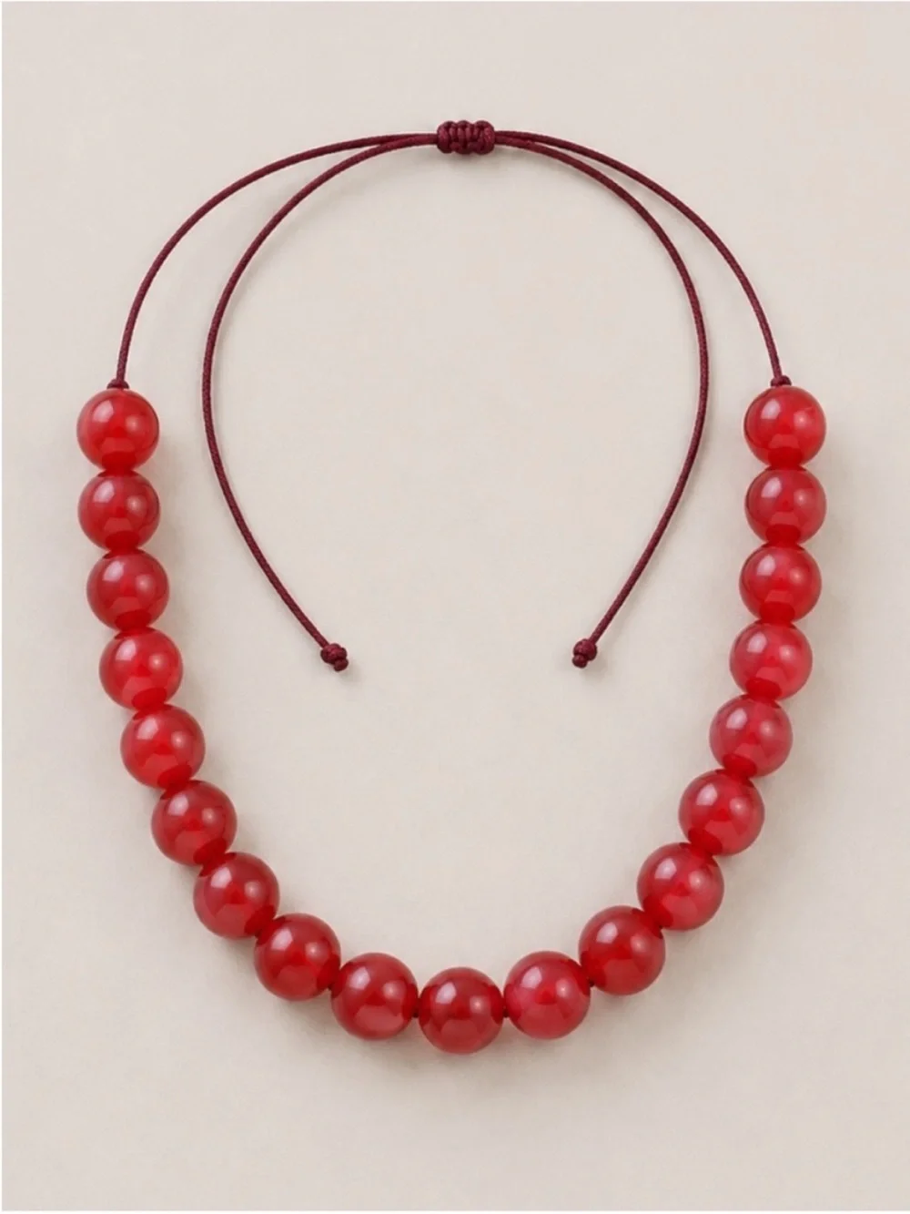 New! Adjustable Red Beaded Necklace